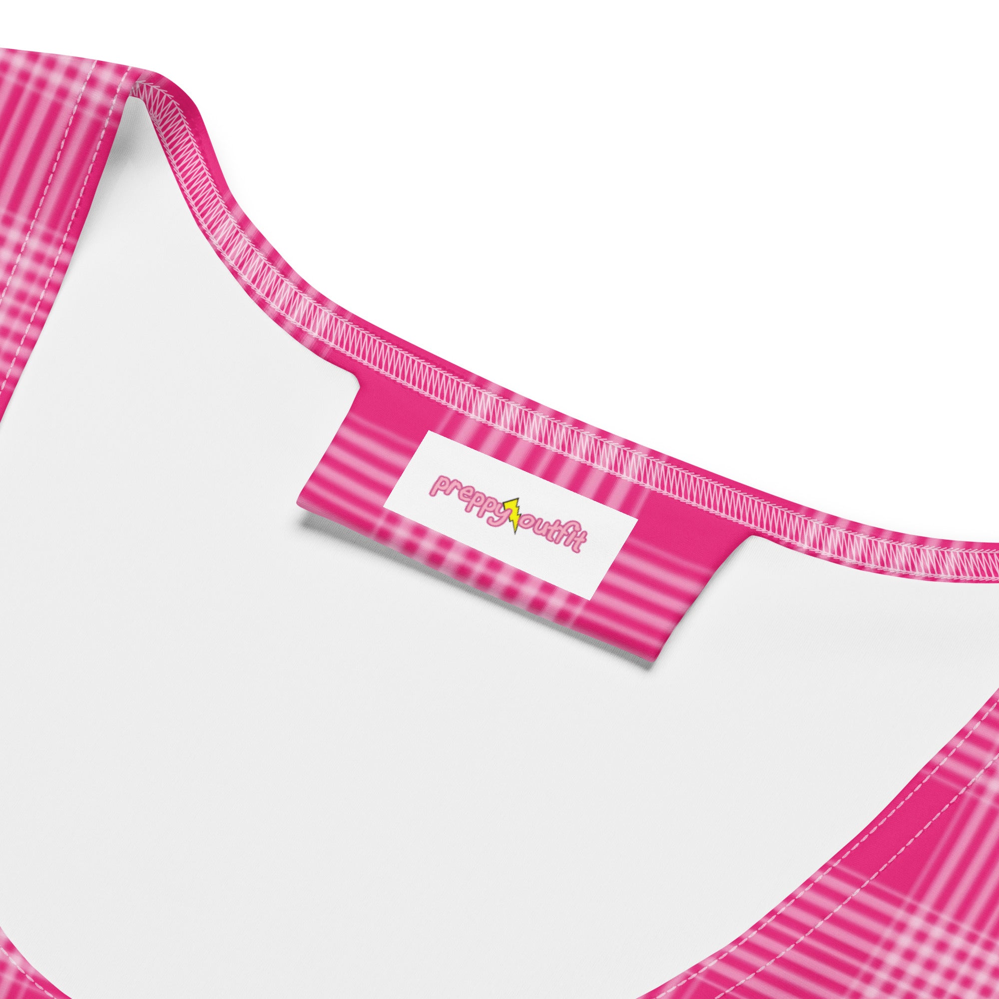 Shocking Pink Gingham Checkered Pattern Bodycon Dress