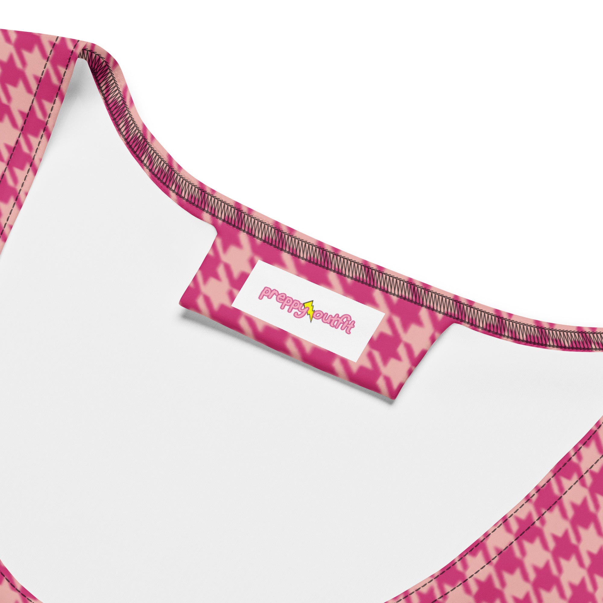 Preppy Pink Vintage Houndstooth Pattern Plaid Bodycon Dress