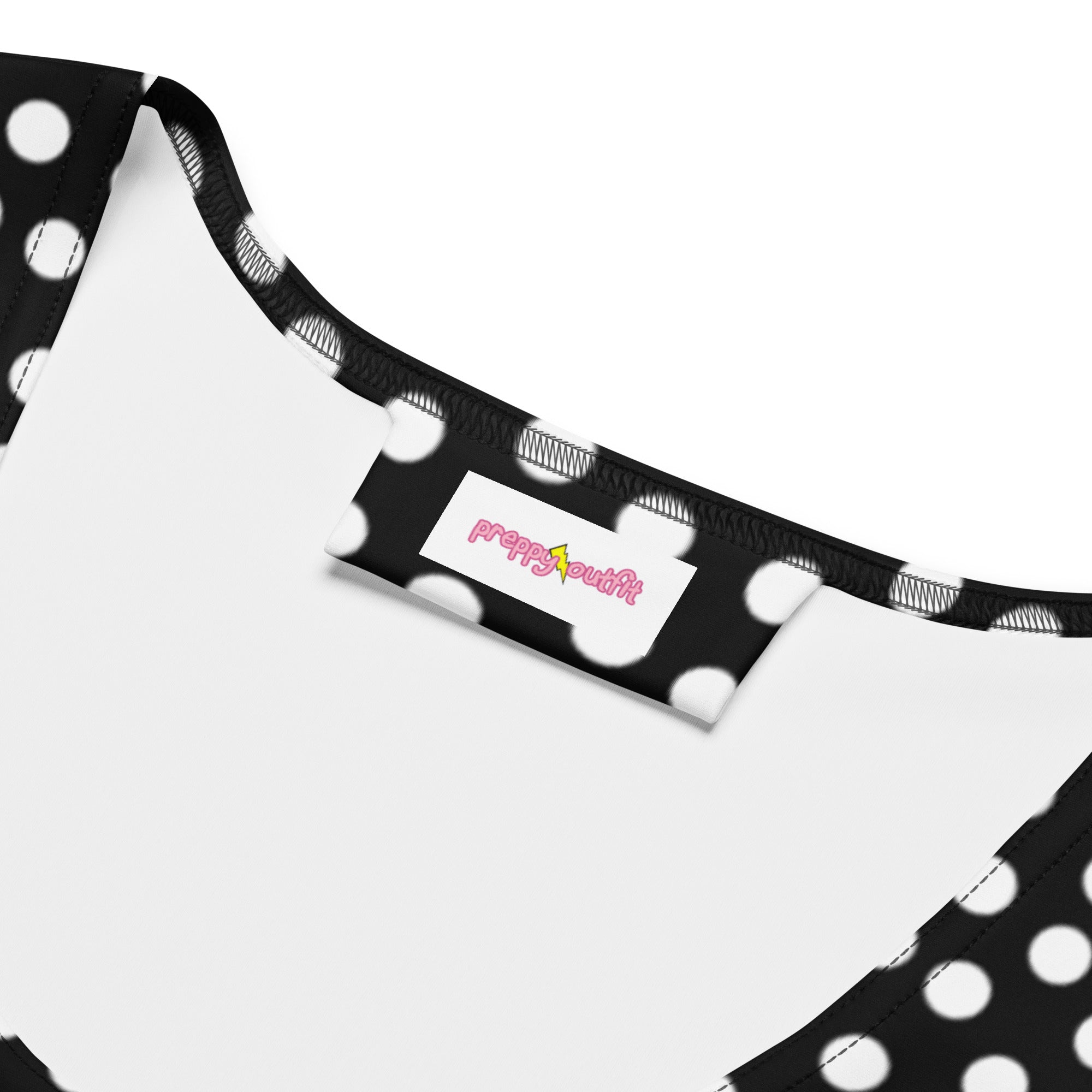 Preppy Black & White Polka Dot Bodycon Mini Dress