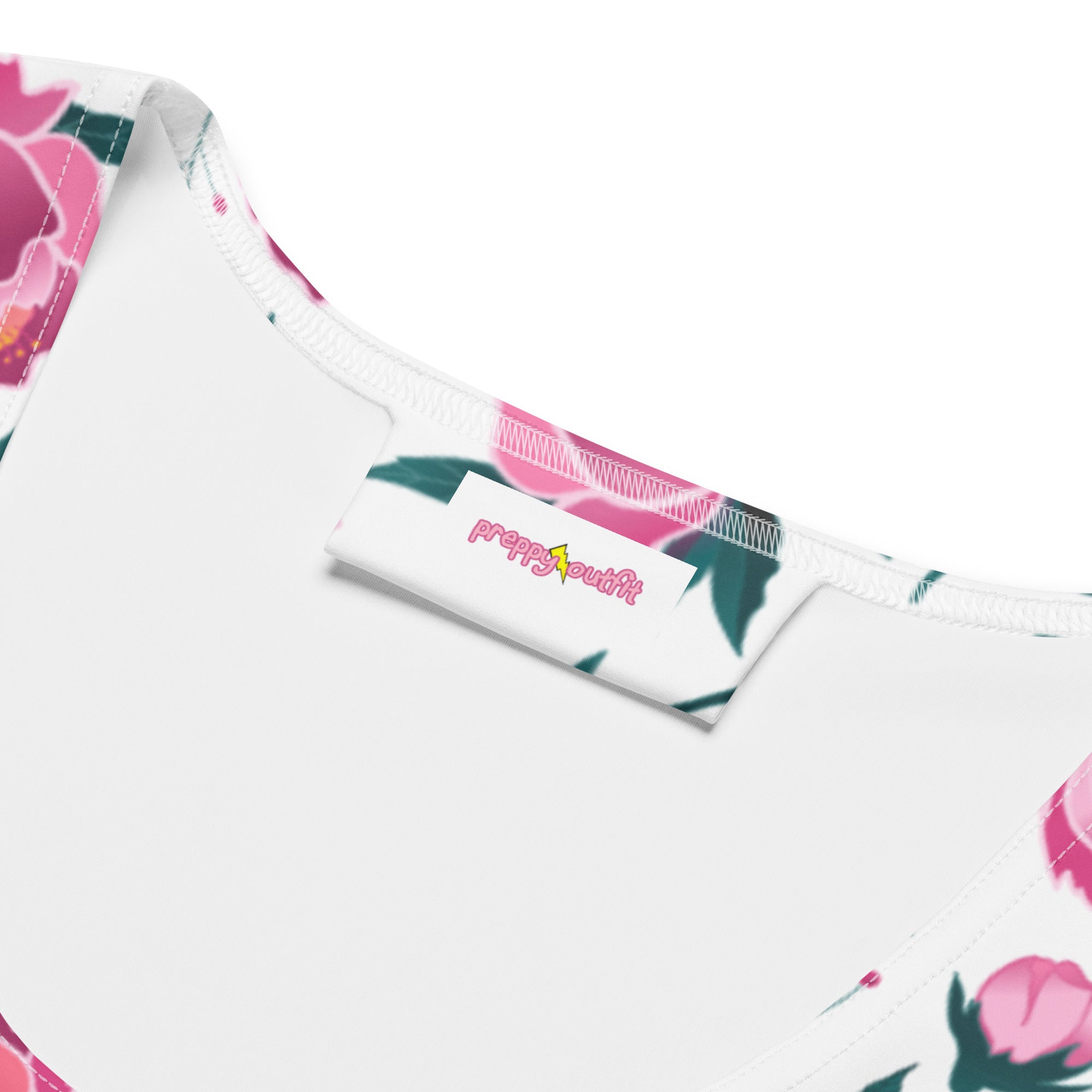 Preppy Pink Floral Print Summer Aesthetic Bodycon Dress