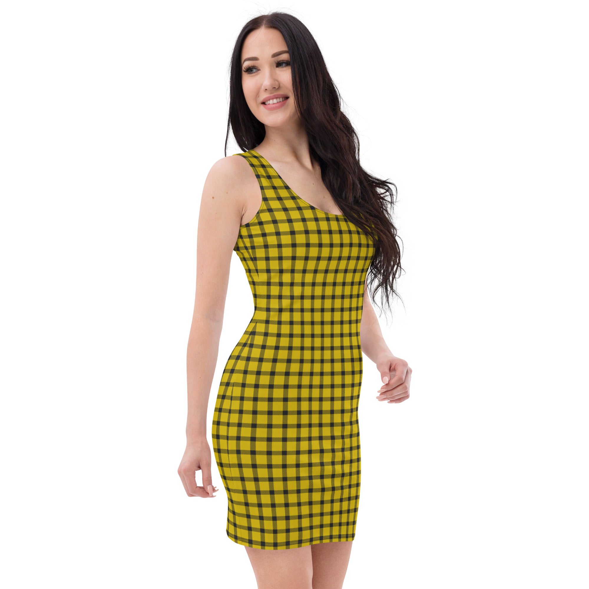 Classic Yellow and Black Buffalo Plaid Bodycon Dress