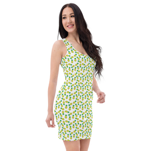 Preppy Pineapple Pattern Beach Bodycon Style Dress