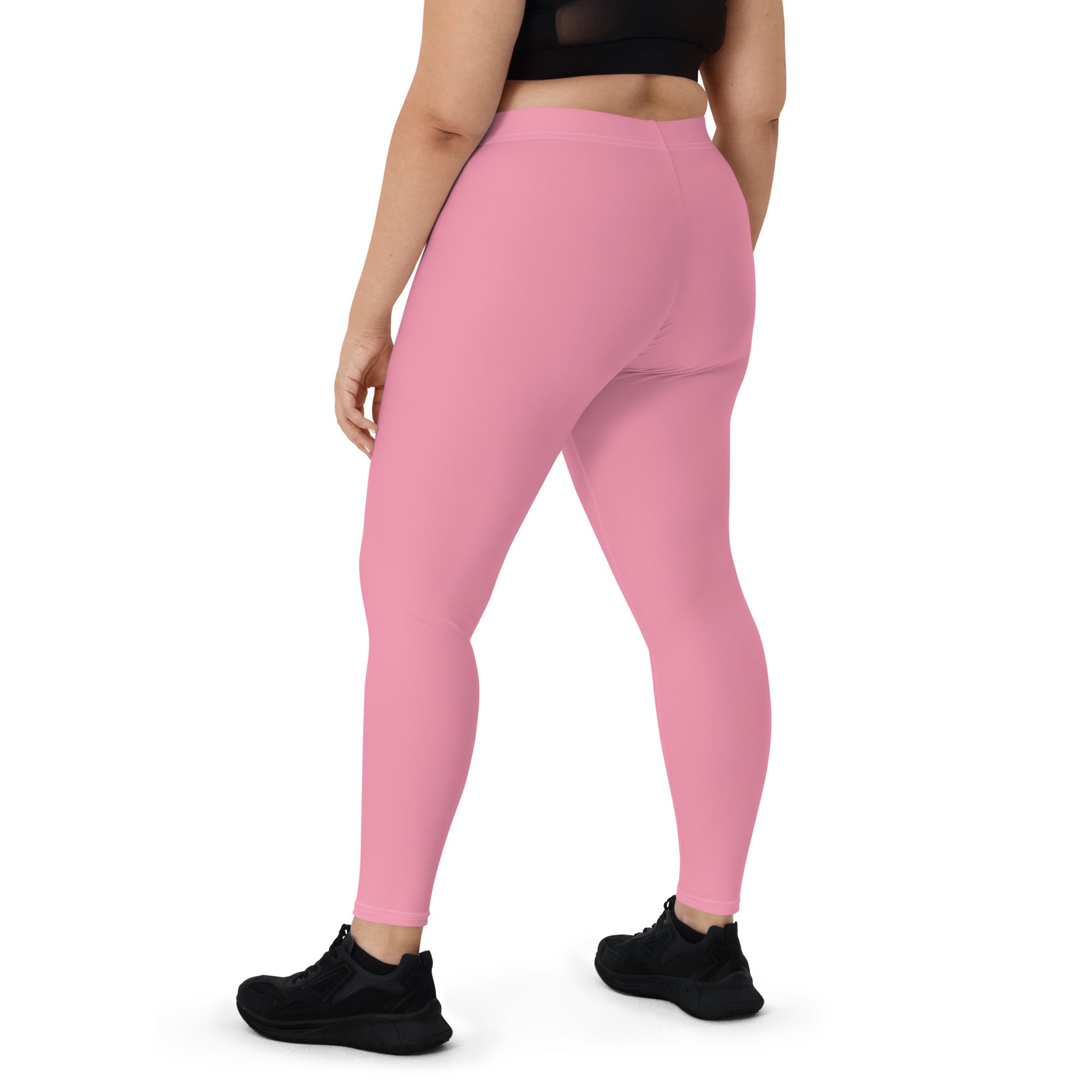 Preppy Plain Pink Gym Workout Leggings for Women