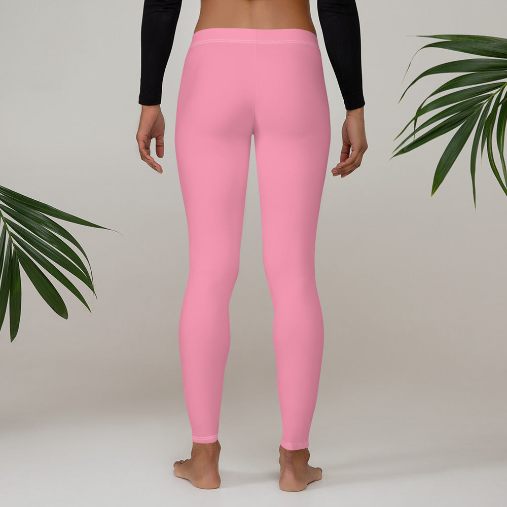 Preppy Plain Pink Gym Workout Leggings for Women