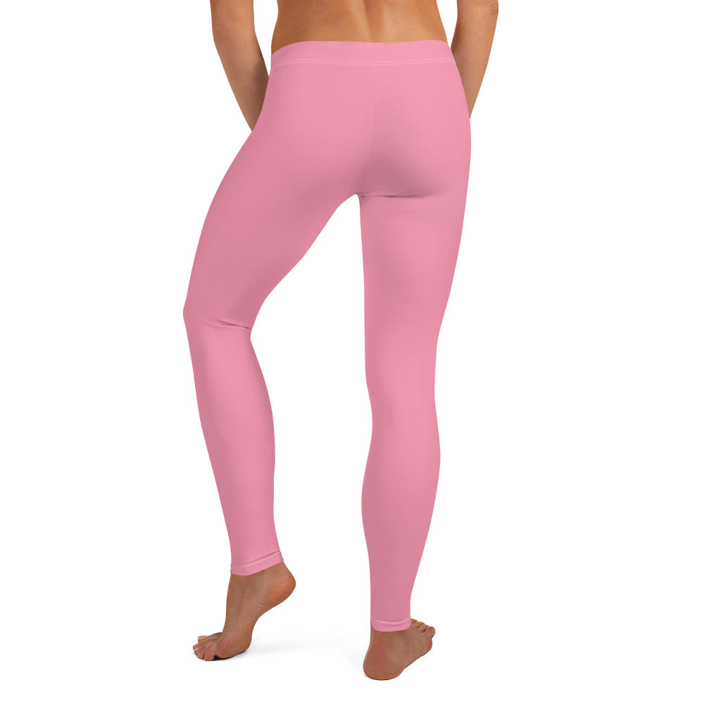 Preppy Plain Pink Gym Workout Leggings for Women