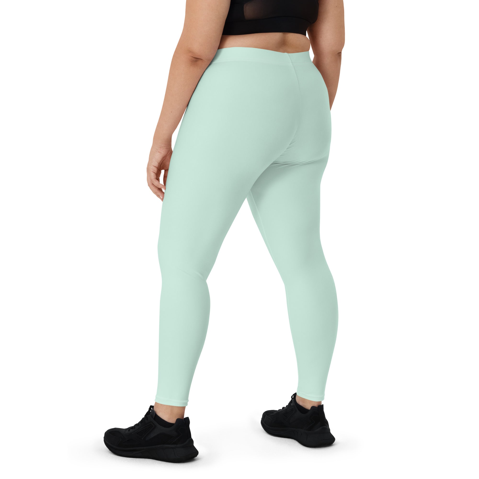 Preppy Plain Sea Green Gym Workout Leggings for Women
