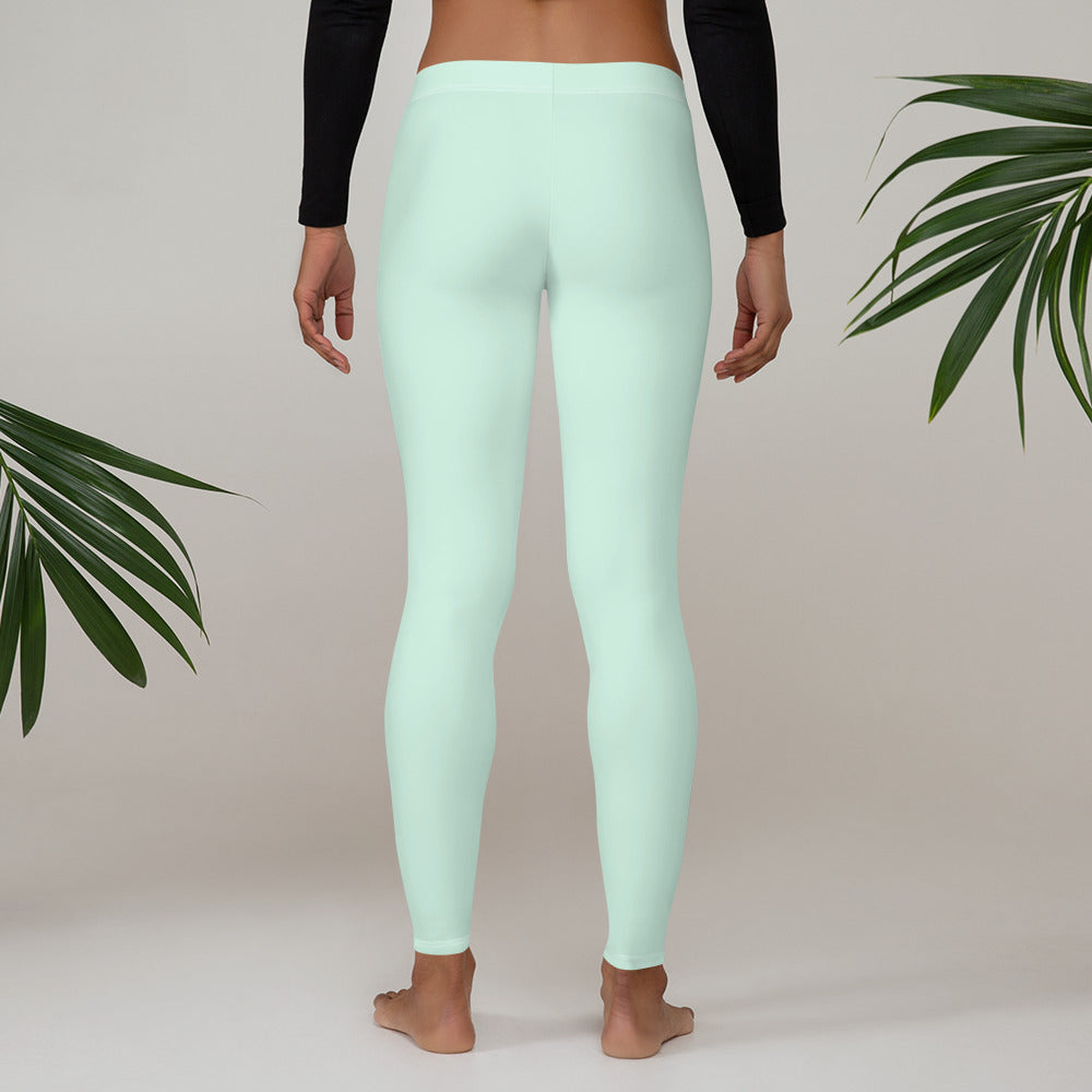 Preppy Plain Sea Green Gym Workout Leggings for Women