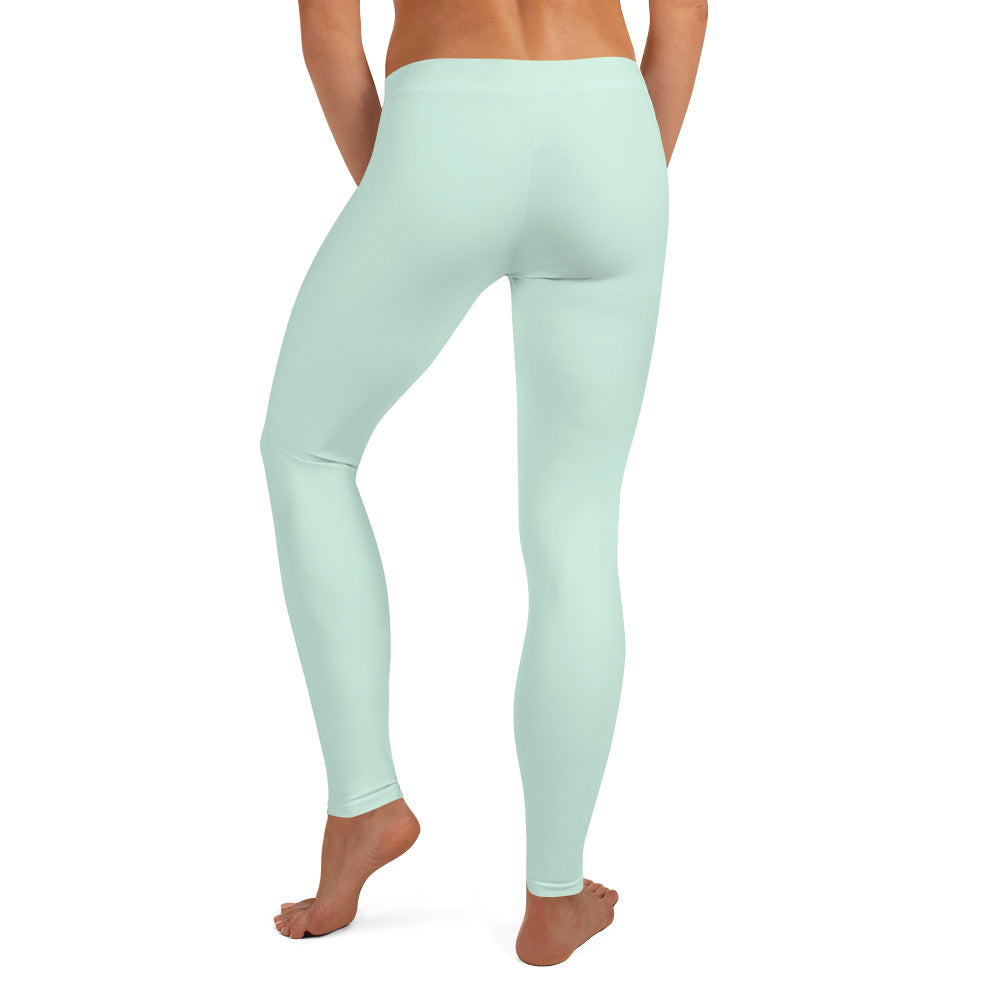 Preppy Plain Sea Green Gym Workout Leggings for Women