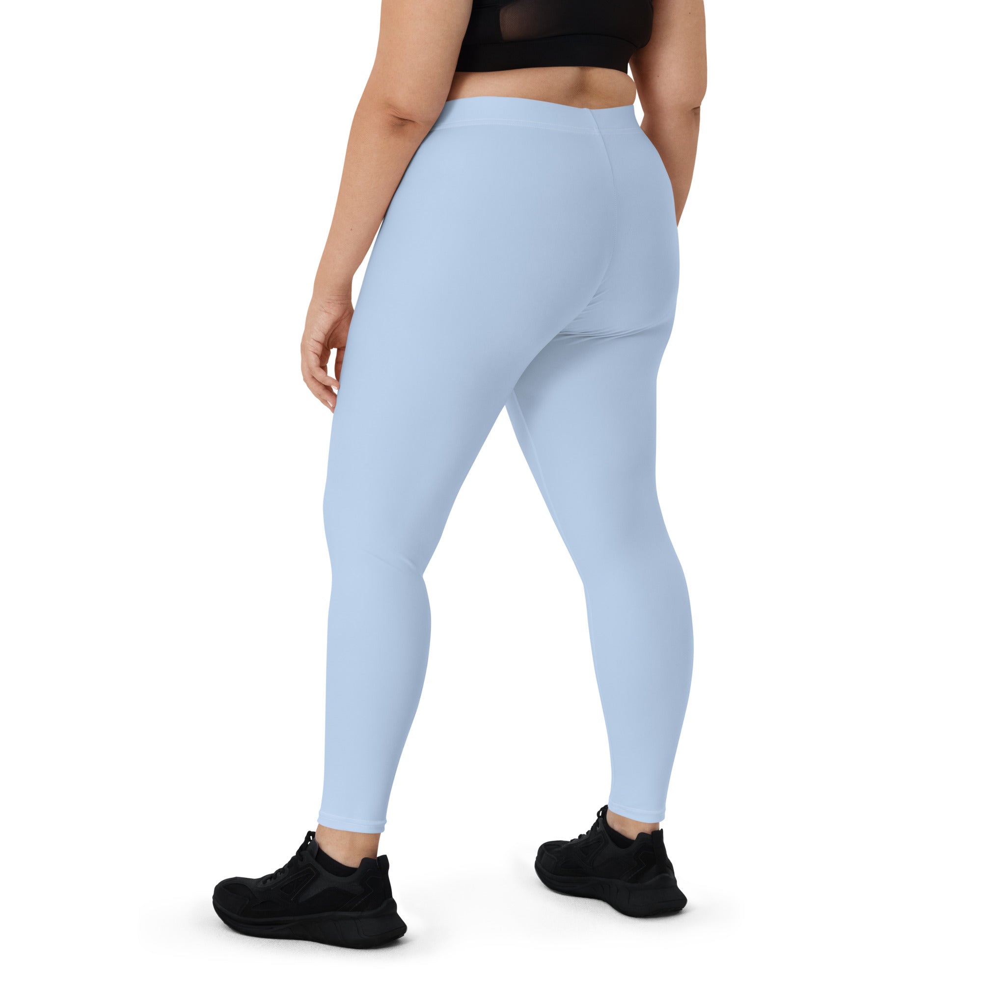 Preppy Plain Baby Blue Gym Workout Leggings for Women