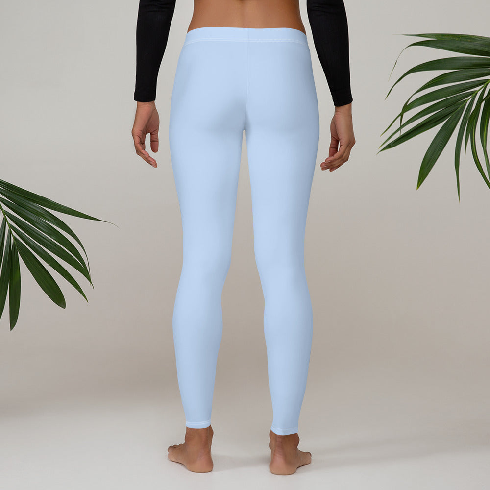 Preppy Plain Baby Blue Gym Workout Leggings for Women