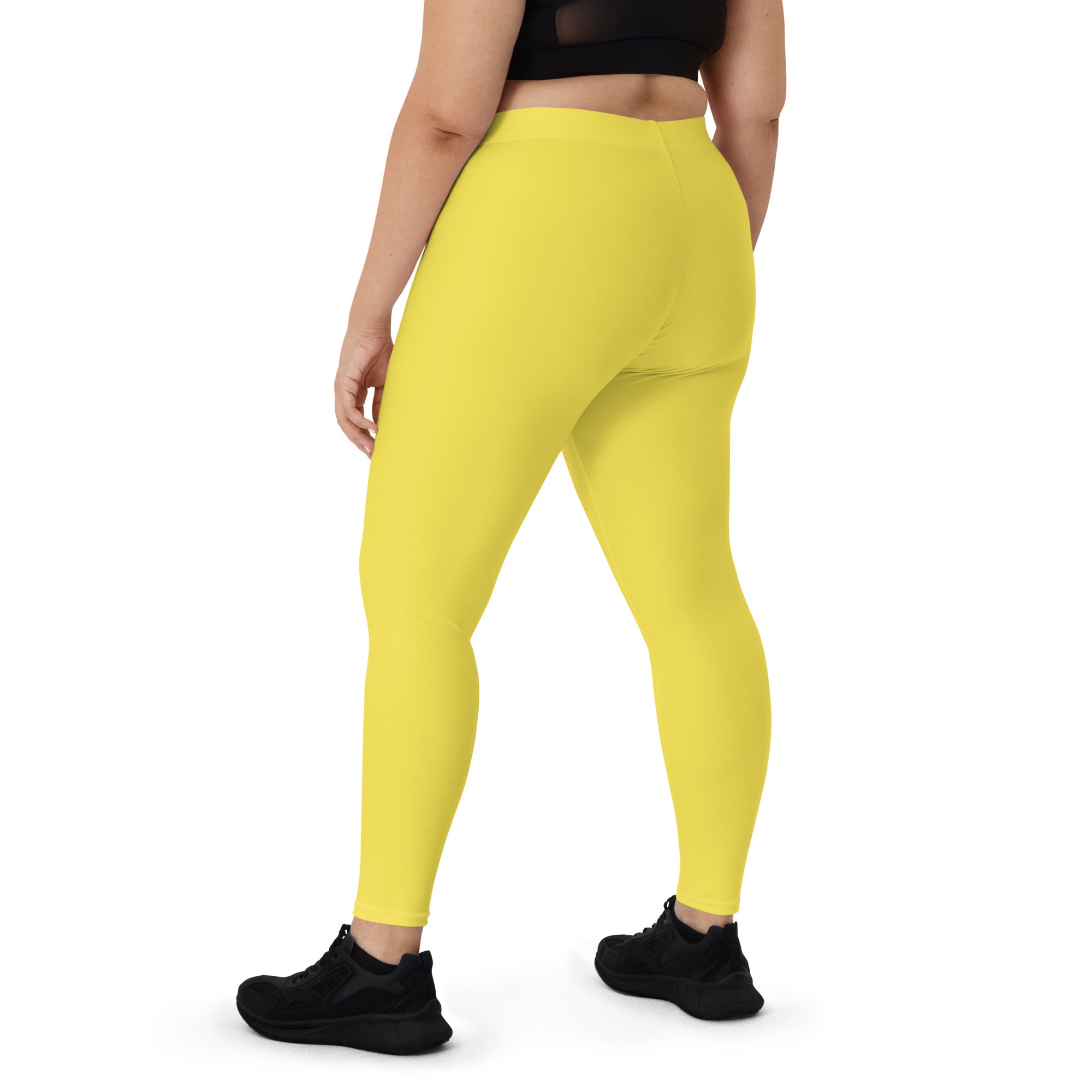 Preppy Plain Yellow Gym Workout Leggings for Women