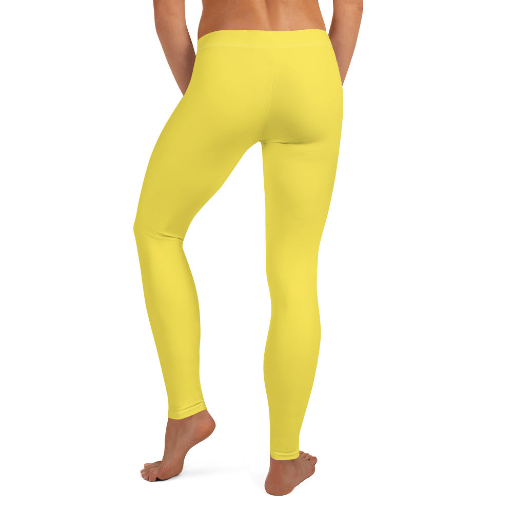 Preppy Plain Yellow Gym Workout Leggings for Women