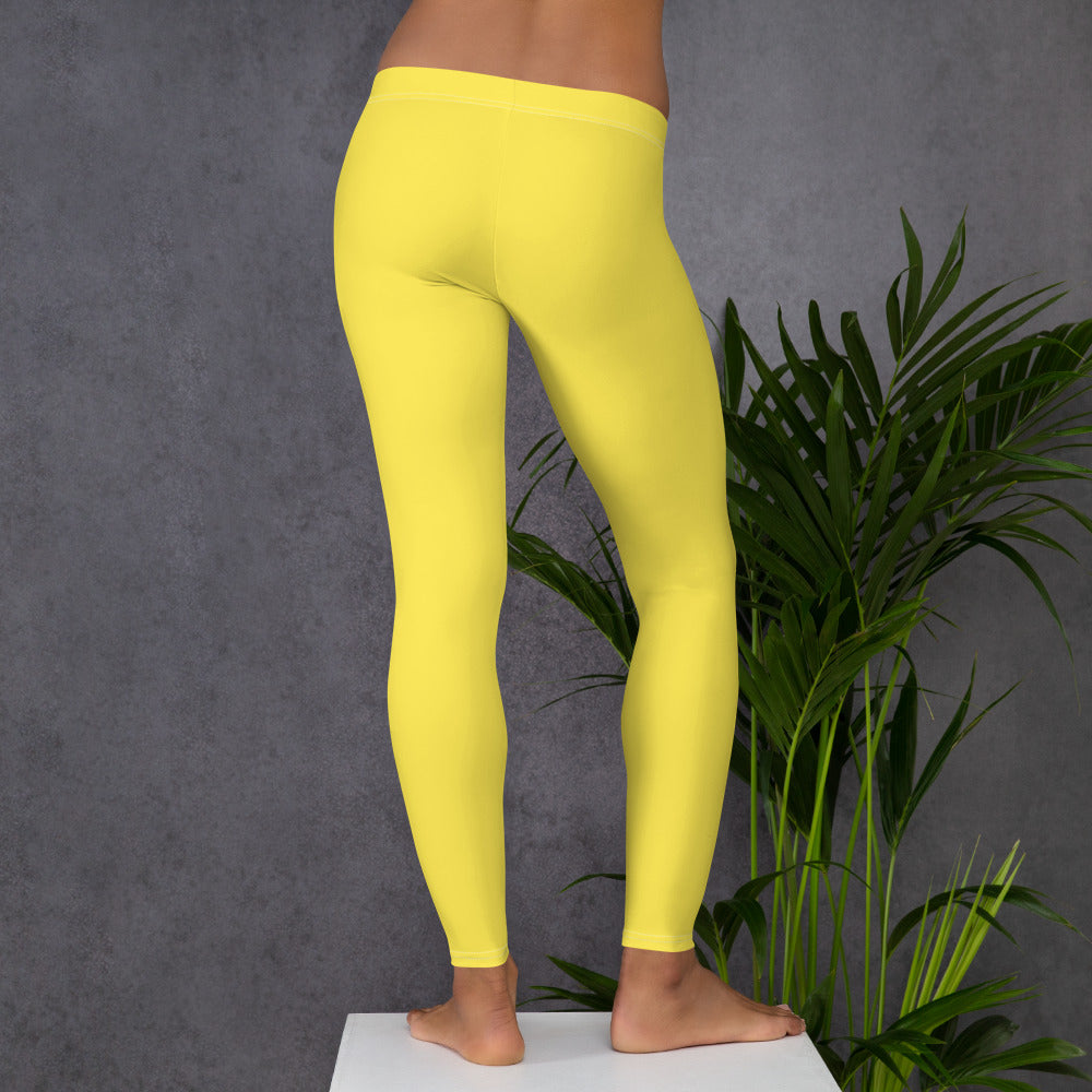 Preppy Plain Yellow Gym Workout Leggings for Women