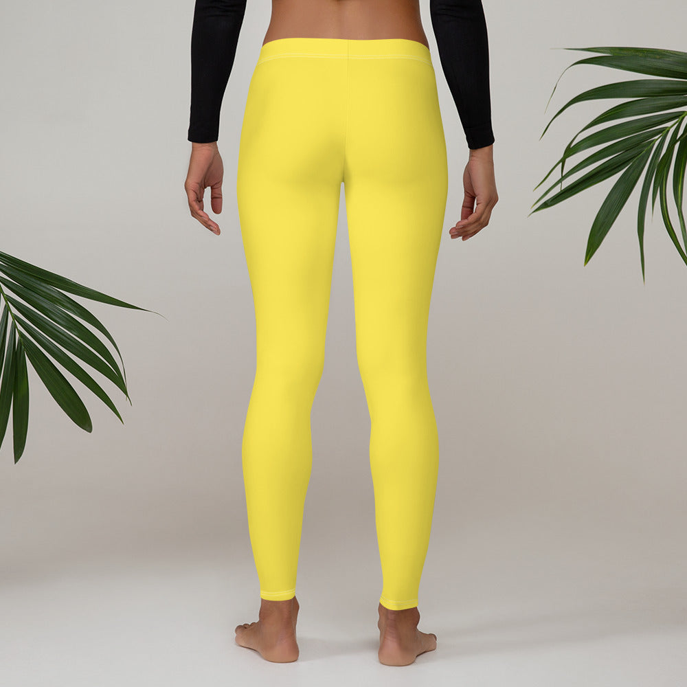 Preppy Plain Yellow Gym Workout Leggings for Women