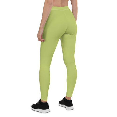 Preppy Plain Olive Green Gym Workout Leggings for Women
