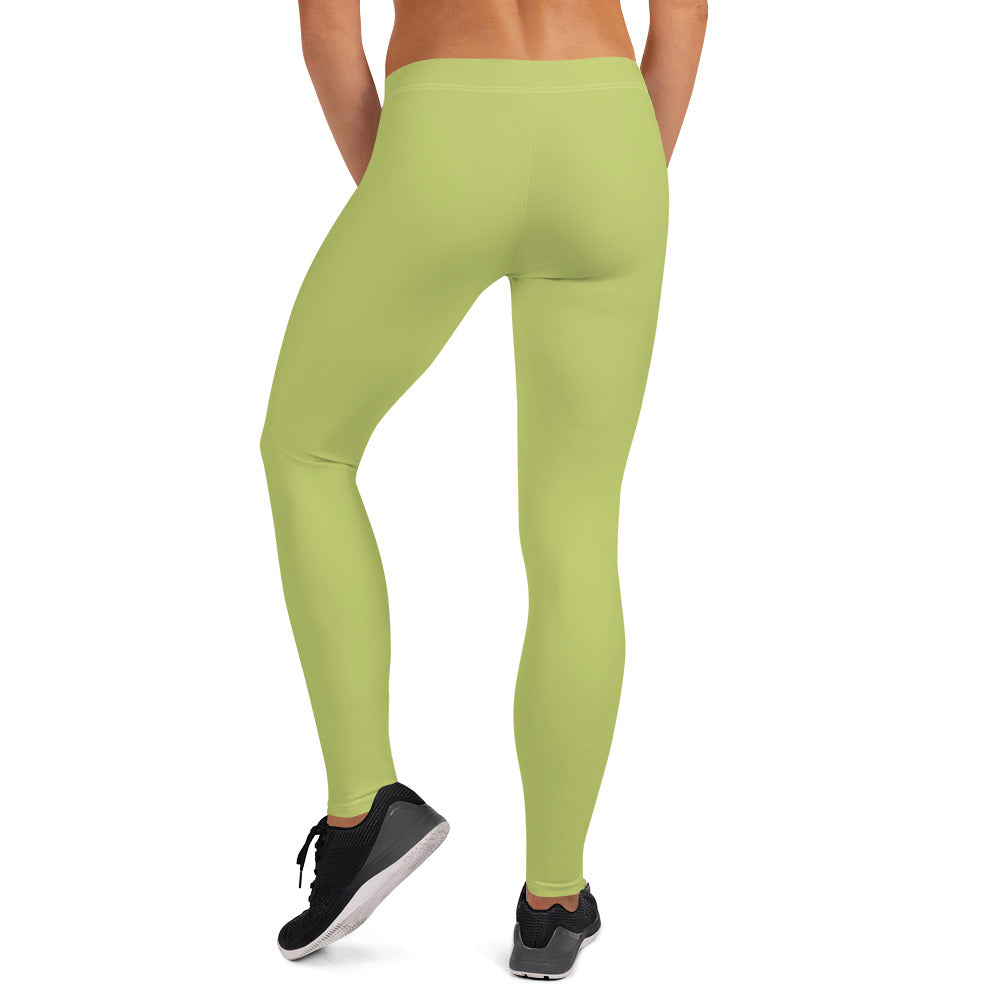 Preppy Plain Olive Green Gym Workout Leggings for Women