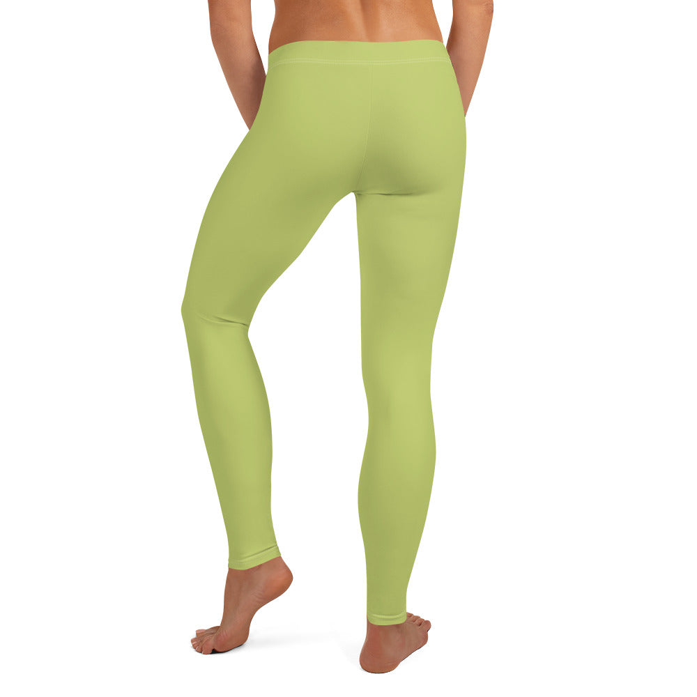 Preppy Plain Olive Green Gym Workout Leggings for Women