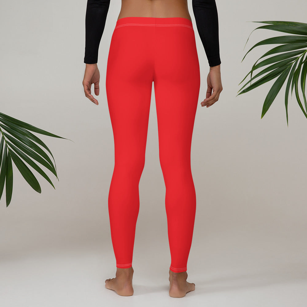 Athletic Red Running & Gym Workout Leggings for Women