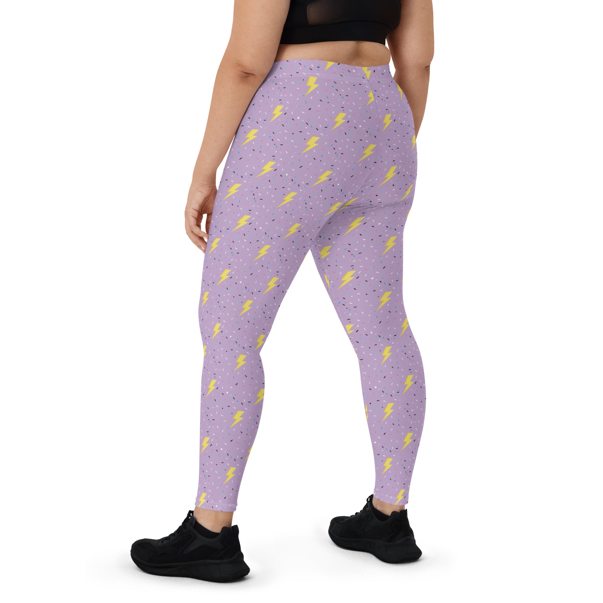 Preppy Purple Lightning Bolts Running & Gym Workout Leggings