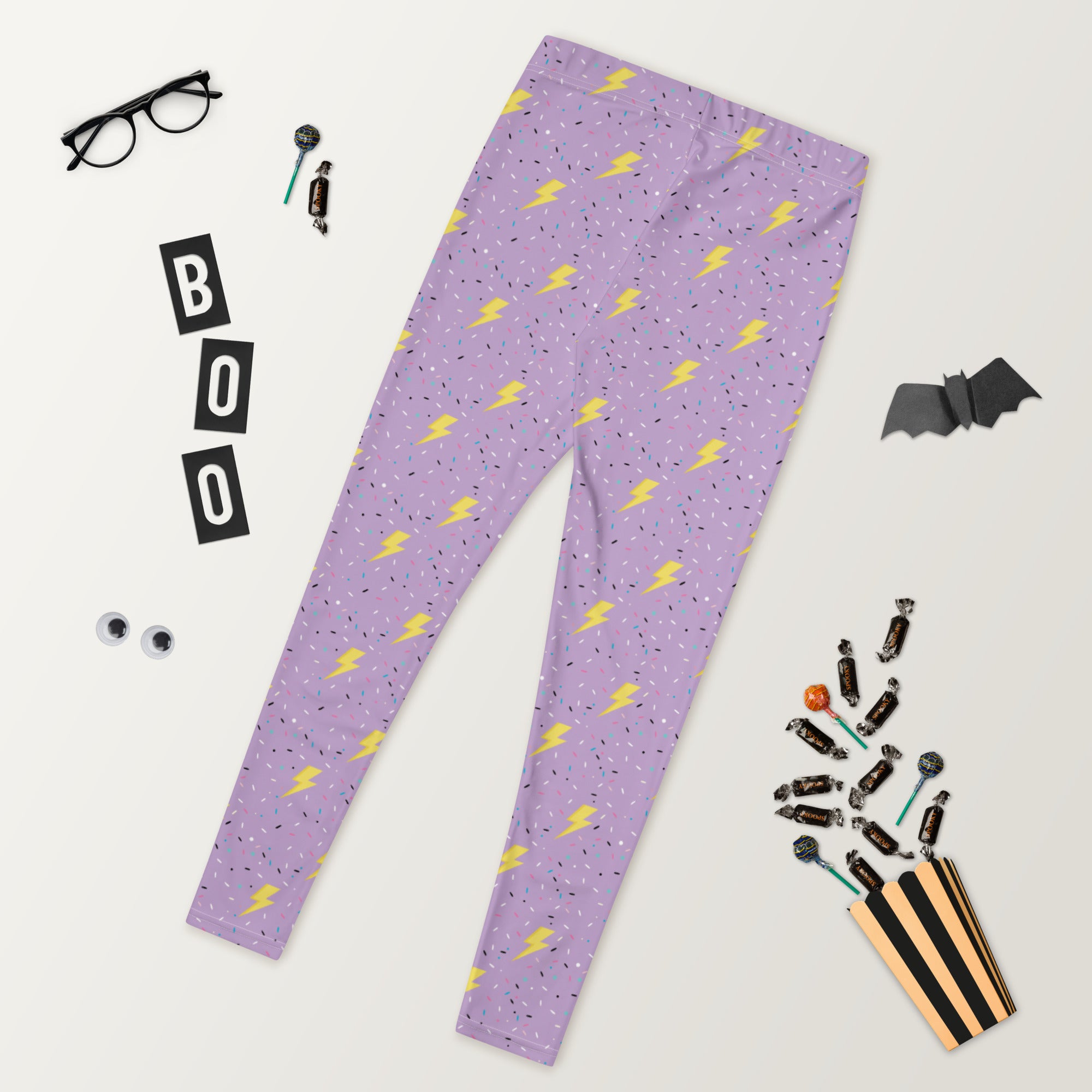 Preppy Purple Lightning Bolts Running & Gym Workout Leggings