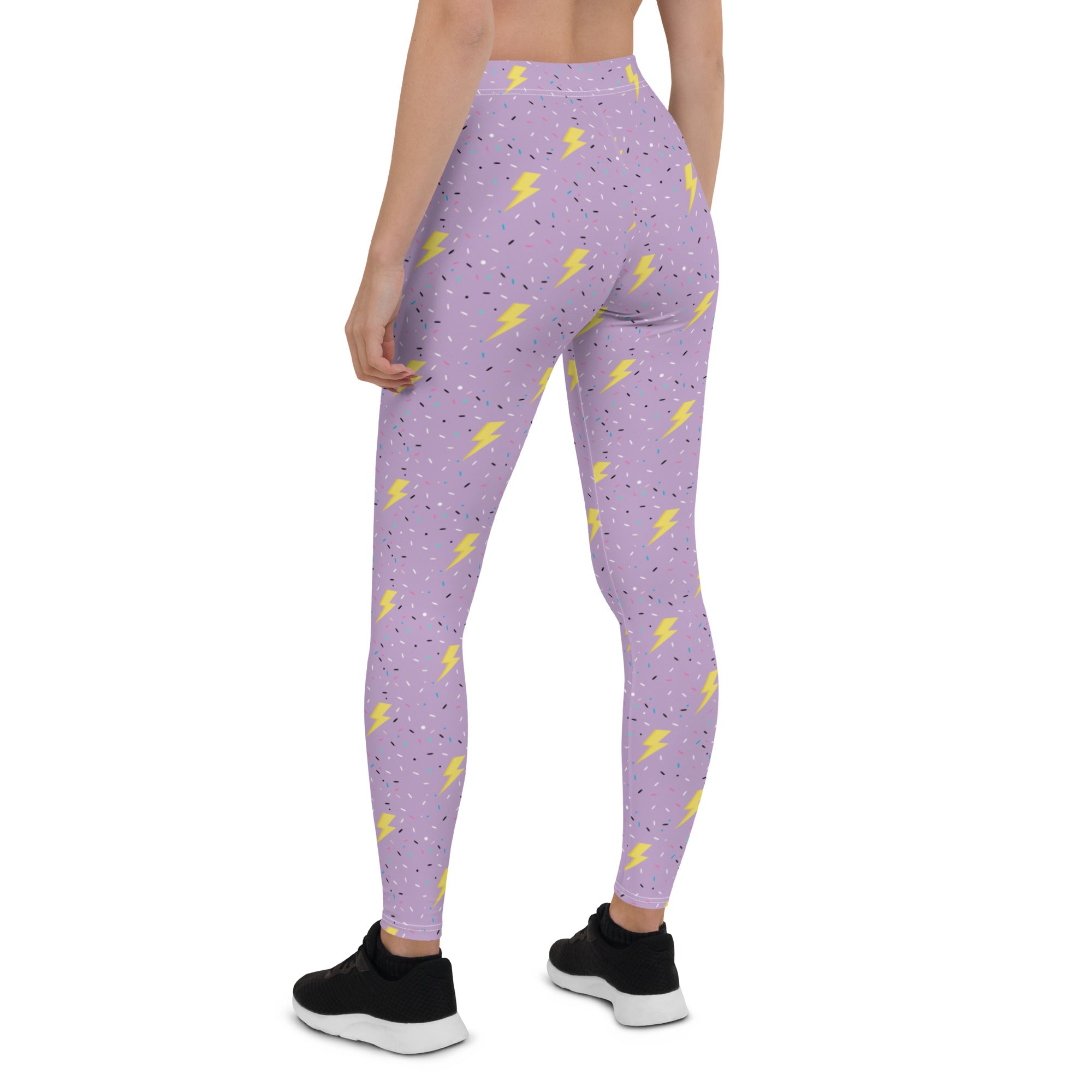 Preppy Purple Lightning Bolts Running & Gym Workout Leggings