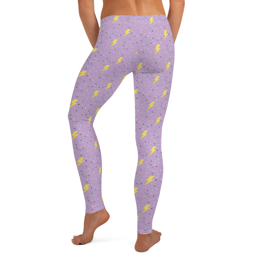 Preppy Purple Lightning Bolts Running & Gym Workout Leggings