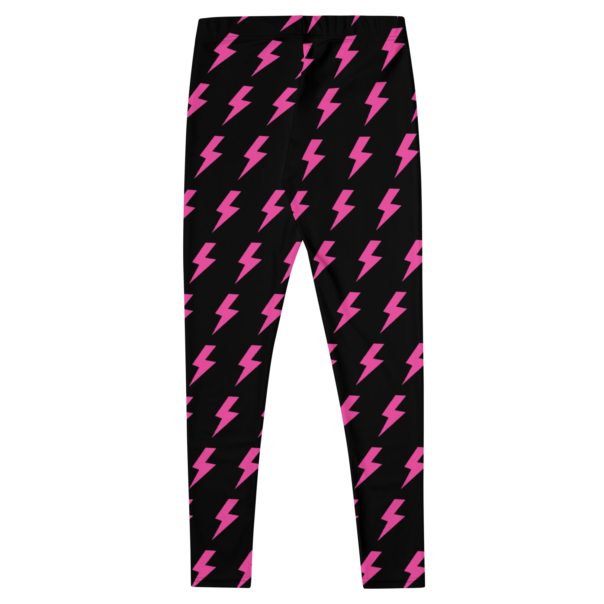 Preppy Pink Lightning Bolts Black Running & Gym Leggings