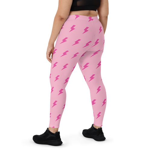 Preppy Pink Lightning Bolts Running & Gym Leggings