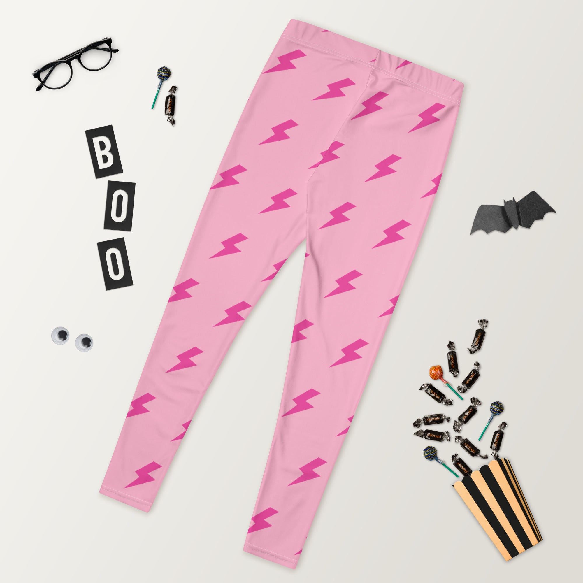 Preppy Pink Lightning Bolts Running & Gym Leggings