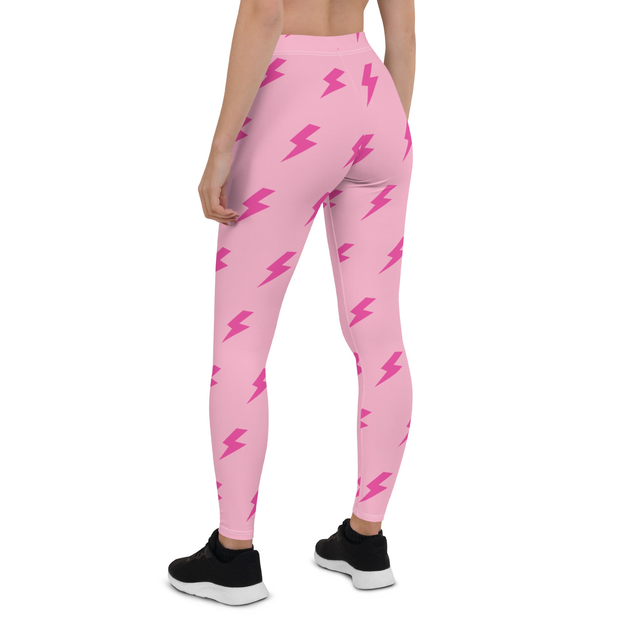 Preppy Pink Lightning Bolts Running & Gym Leggings