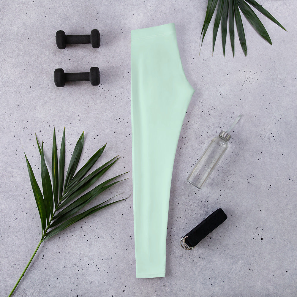 Preppy Plain Sea Green Gym Workout Leggings for Women