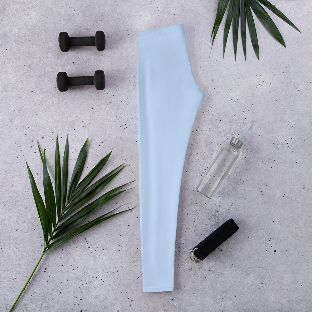 Preppy Plain Baby Blue Gym Workout Leggings for Women