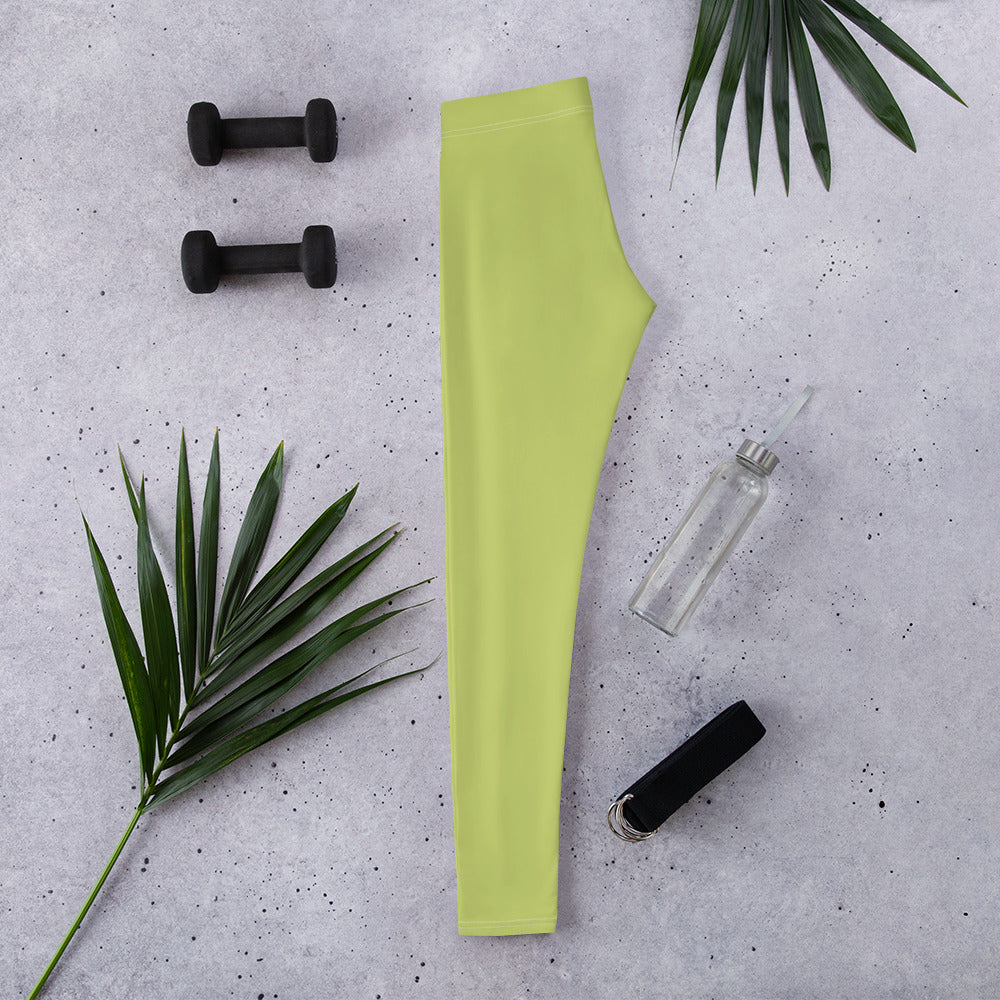 Preppy Plain Olive Green Gym Workout Leggings for Women