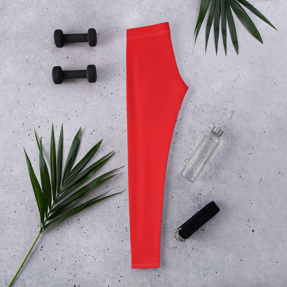 Athletic Red Running & Gym Workout Leggings for Women