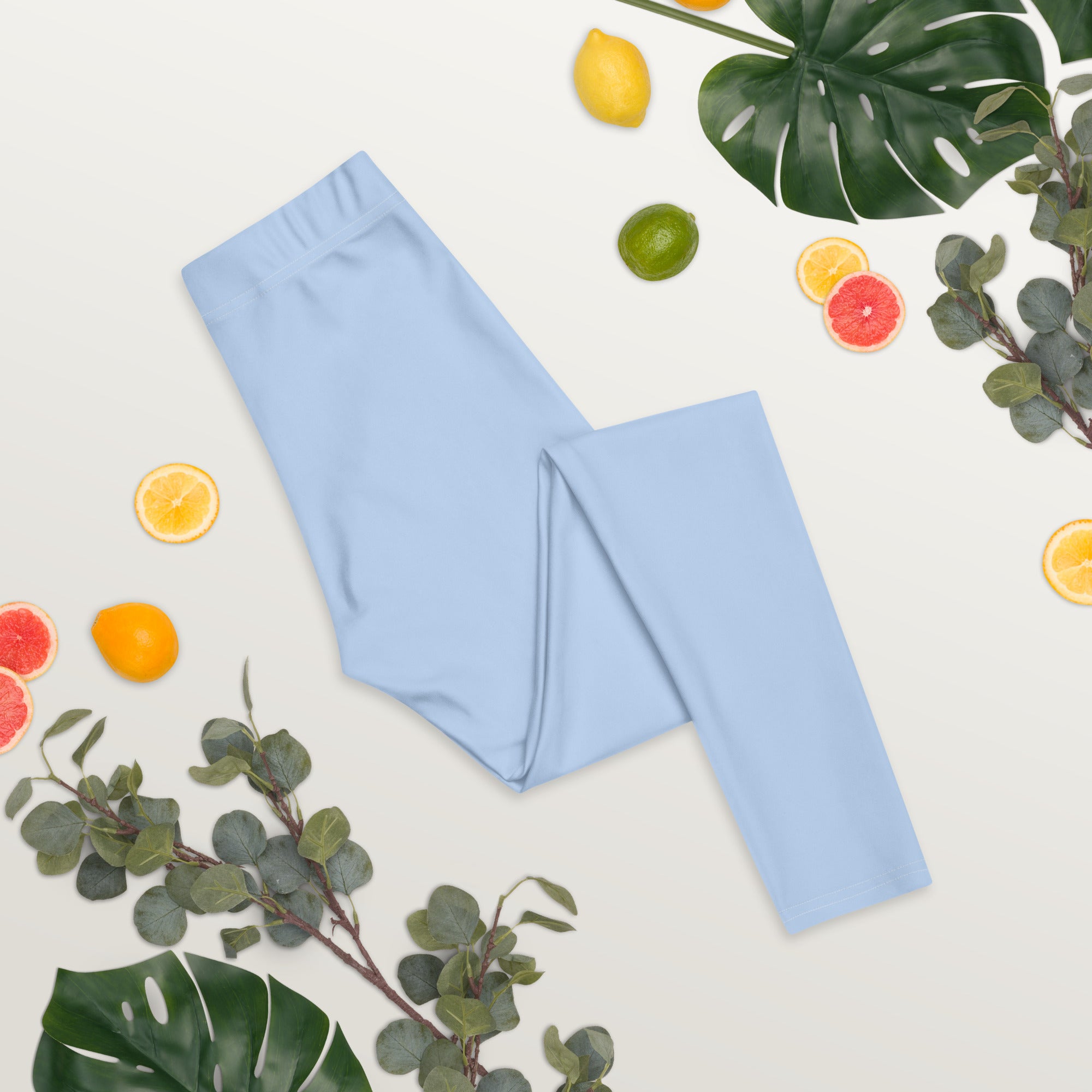 Preppy Plain Baby Blue Gym Workout Leggings for Women