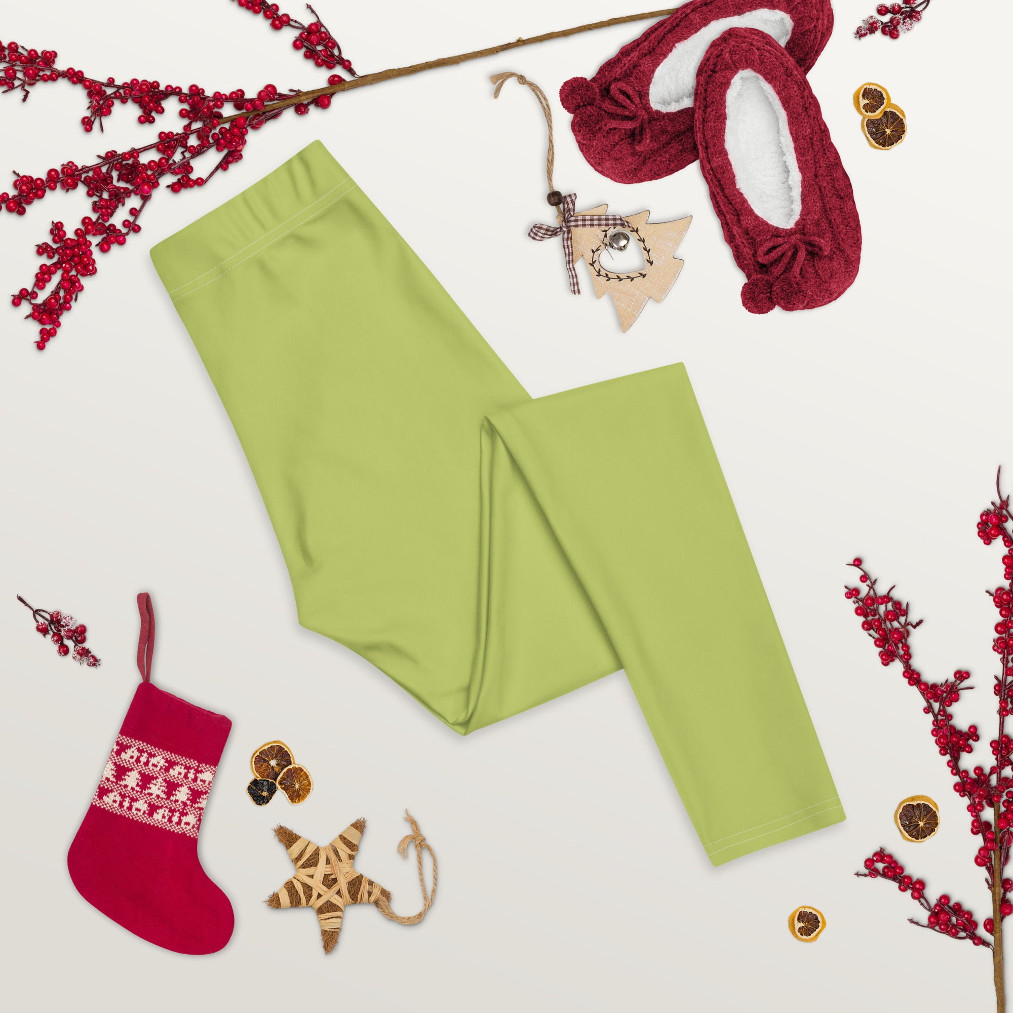 Preppy Plain Olive Green Gym Workout Leggings for Women