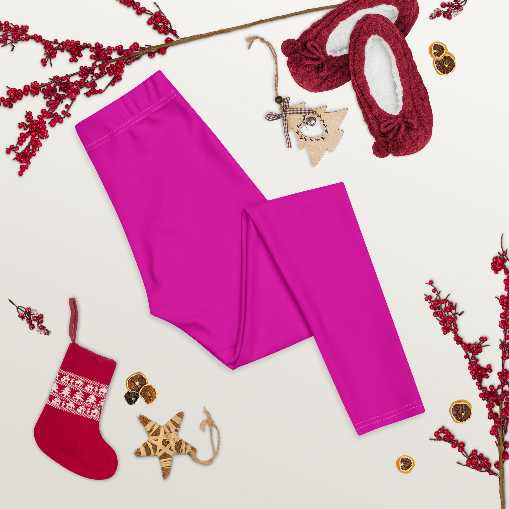 Neon Pink Gym Workout Leggings for Women
