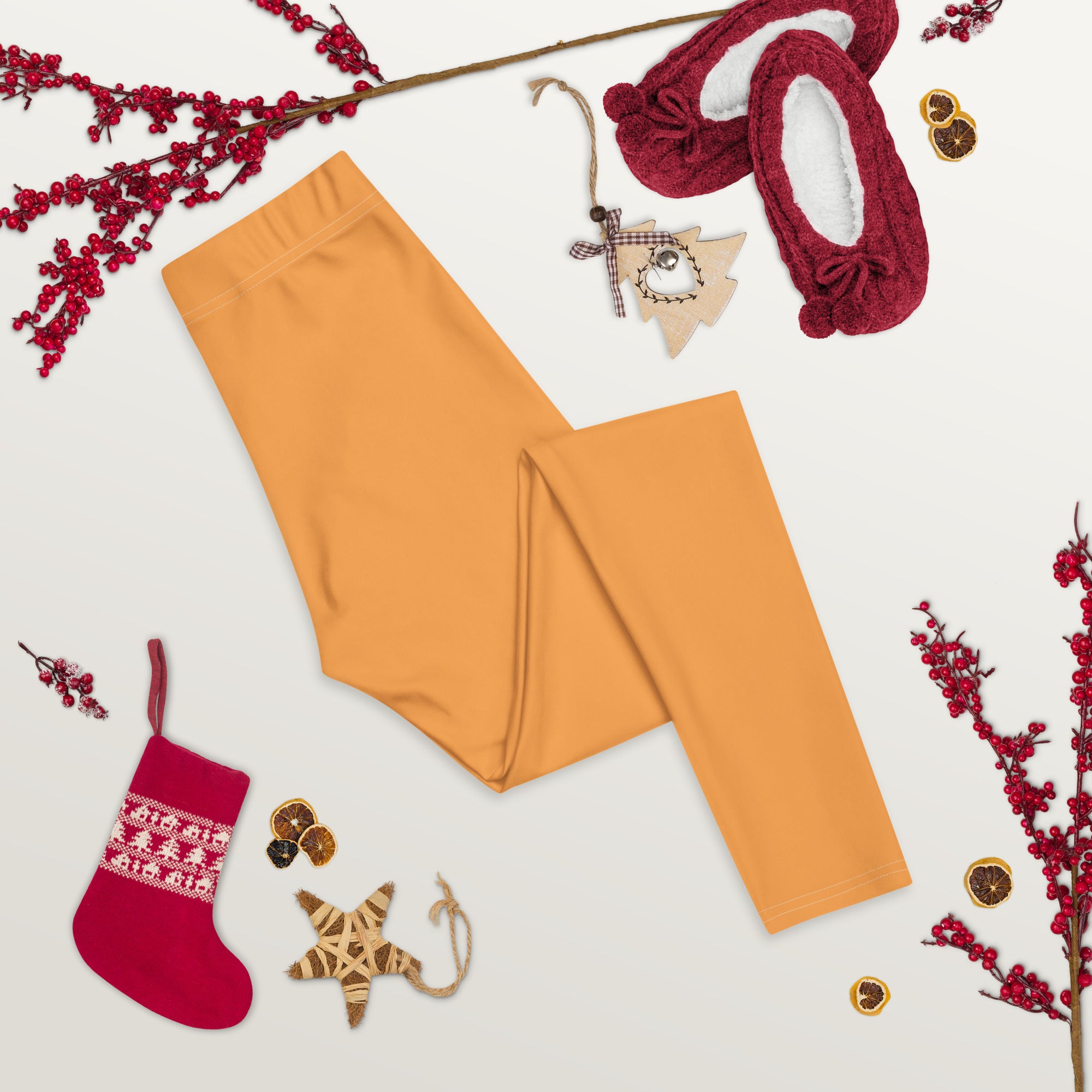 Sporty Orange Running & Gym Workout Leggings for Women