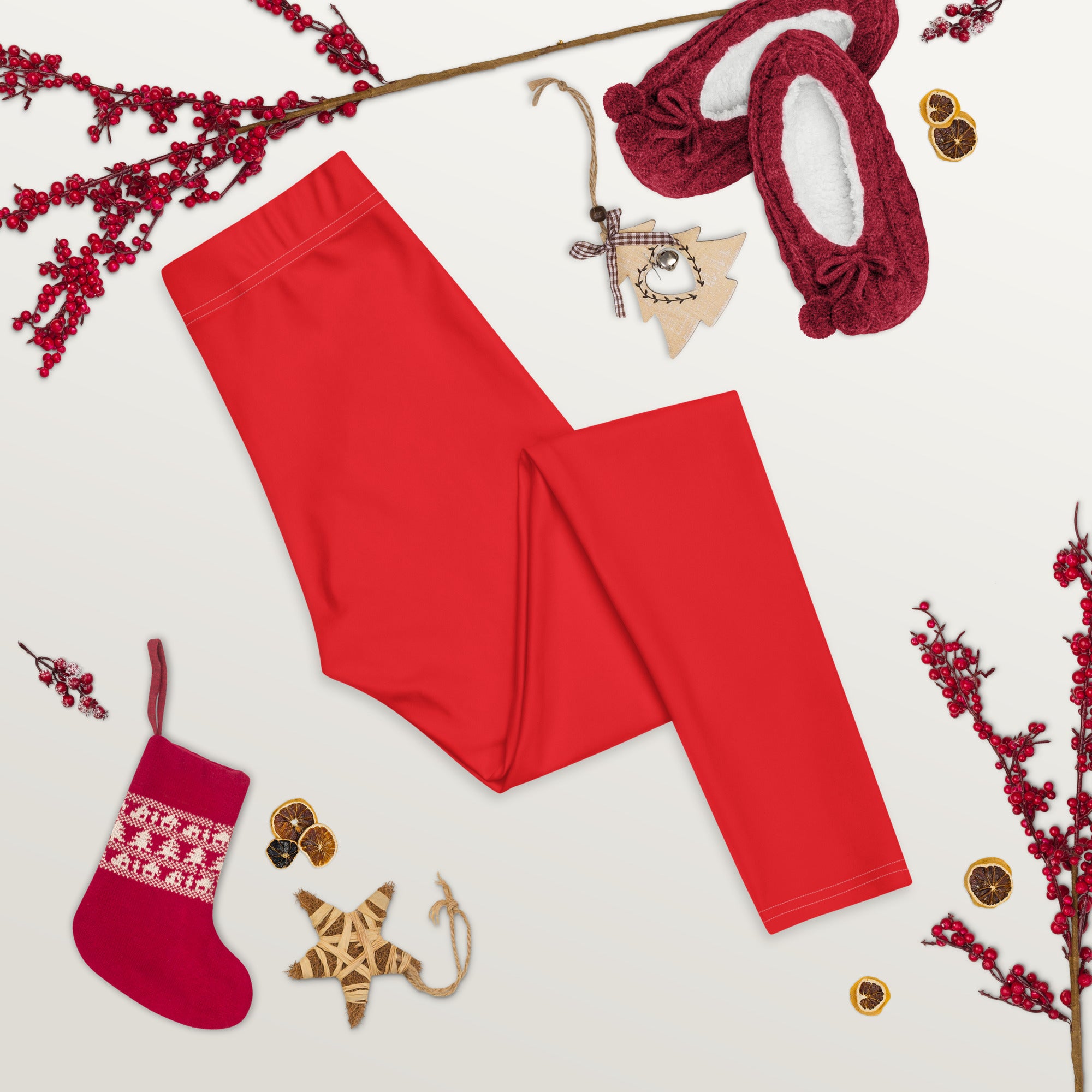 Athletic Red Running & Gym Workout Leggings for Women