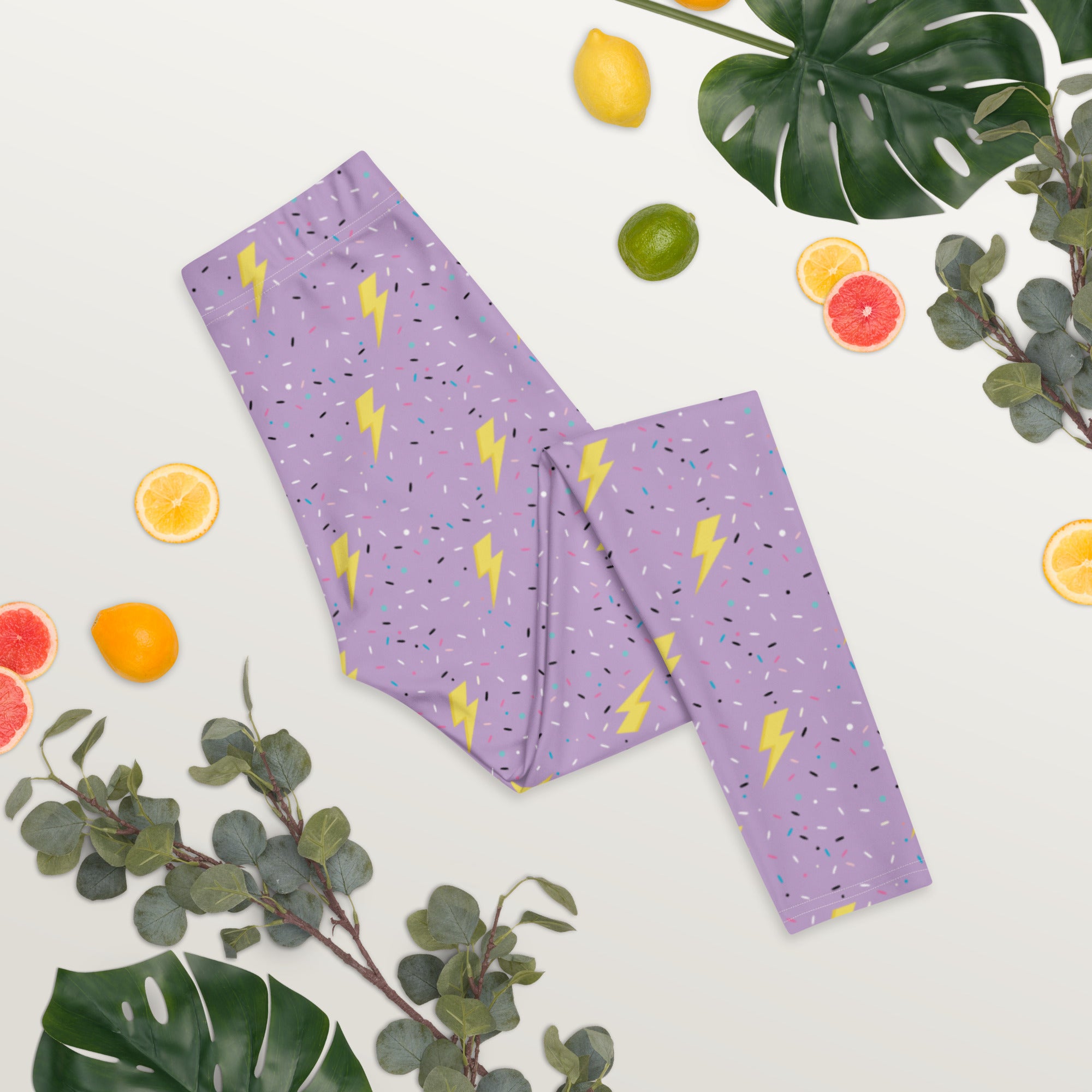 Preppy Purple Lightning Bolts Running & Gym Workout Leggings