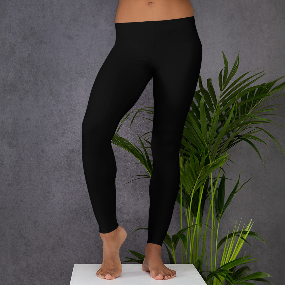 Preppy Plain Black Gym Workout Leggings for Women