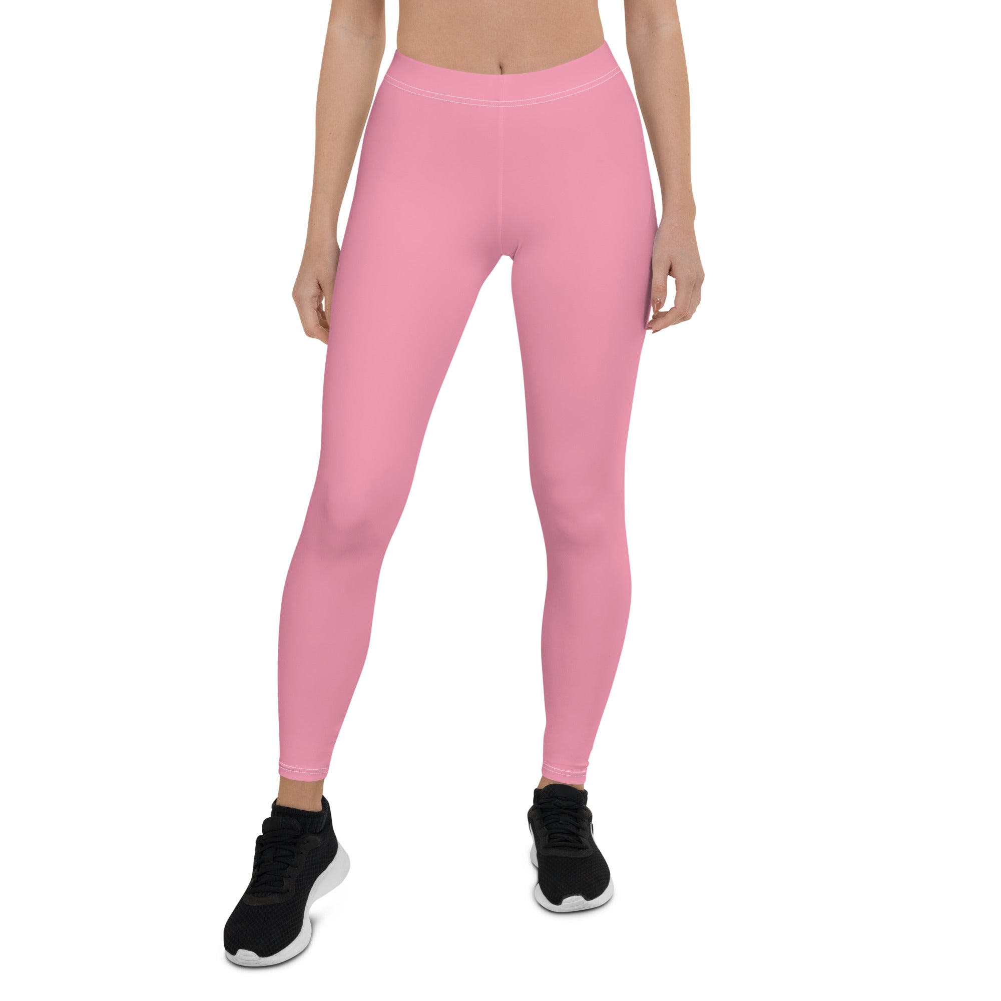 Preppy Plain Pink Gym Workout Leggings for Women