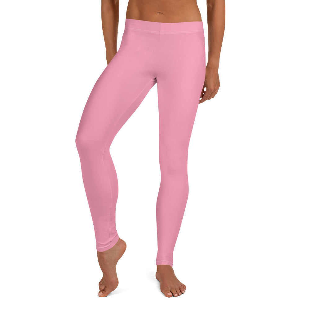 Preppy Plain Pink Gym Workout Leggings for Women