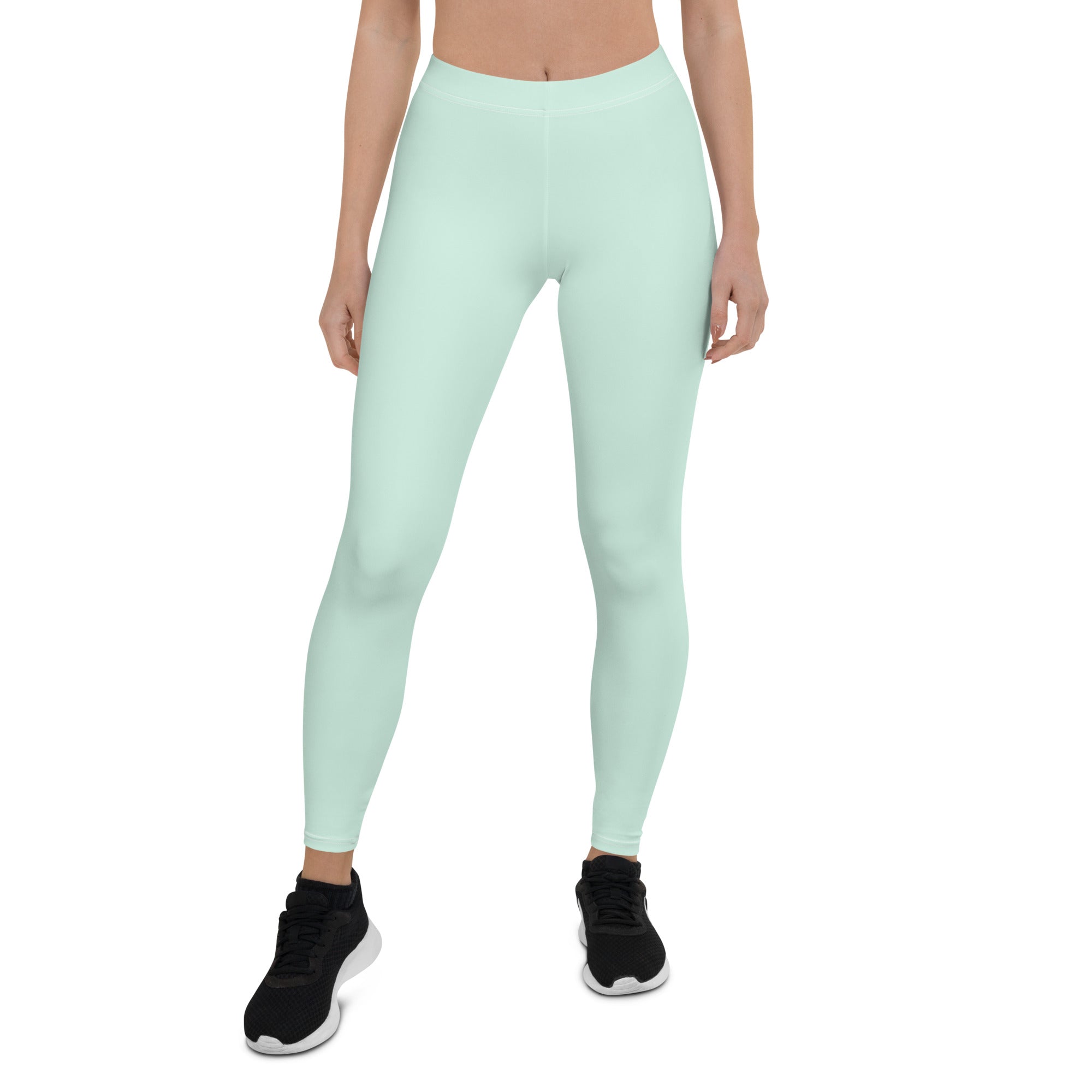 Preppy Plain Sea Green Gym Workout Leggings for Women