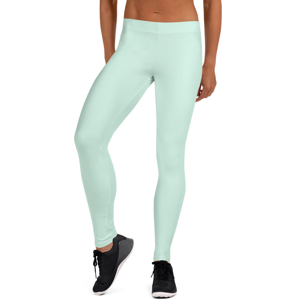 Preppy Plain Sea Green Gym Workout Leggings for Women