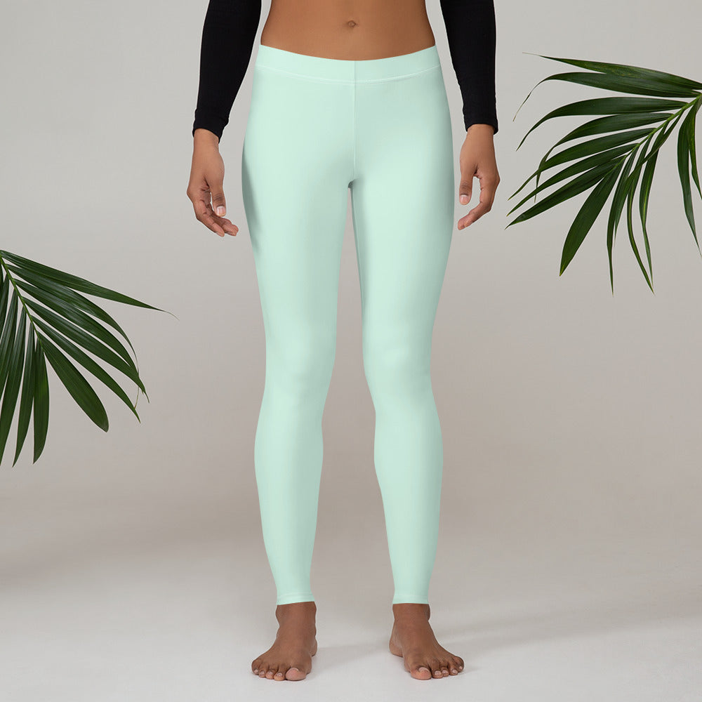 Preppy Plain Sea Green Gym Workout Leggings for Women