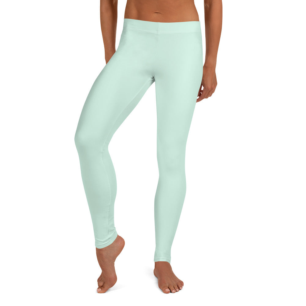 Preppy Plain Sea Green Gym Workout Leggings for Women