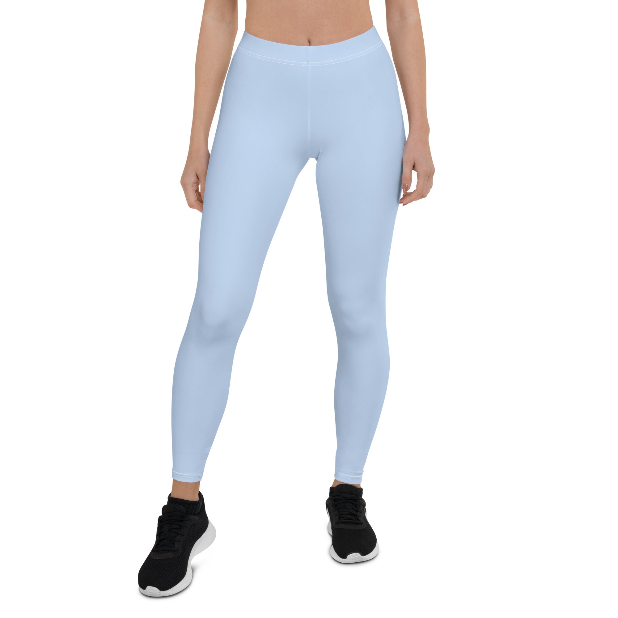 Preppy Plain Baby Blue Gym Workout Leggings for Women