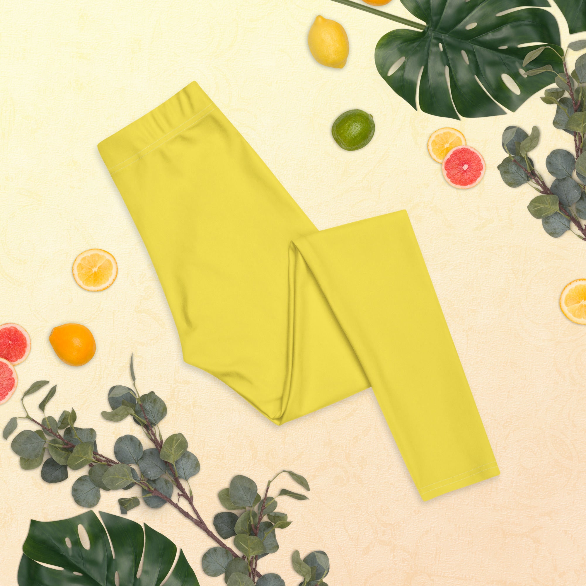 Preppy Plain Yellow Gym Workout Leggings for Women
