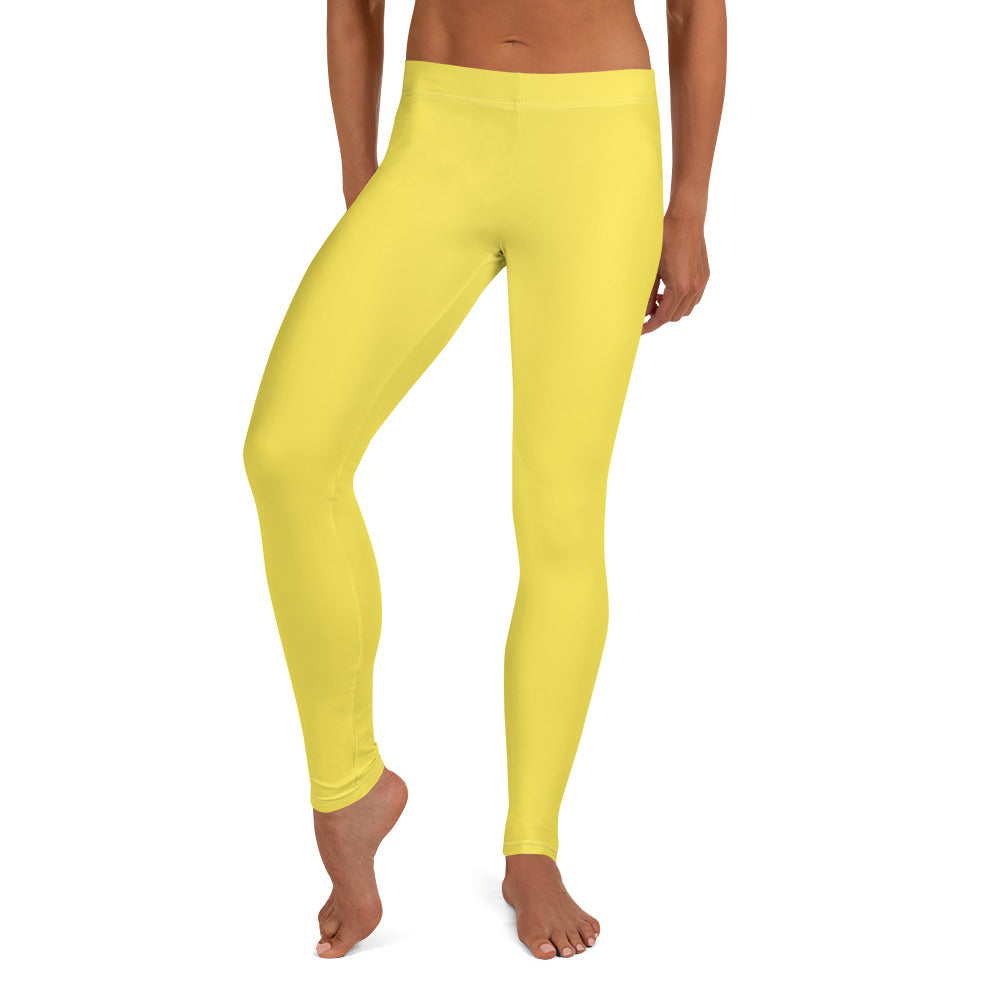 Preppy Plain Yellow Gym Workout Leggings for Women